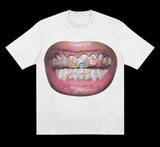 Flytonn- Streetwear y2k 90s Fashion -Harajuku Gothic Big Mouth Print Pattern Hip Hop T-shirt Men Women Streetwear Oversized Cotton Short Sleeve Summer Punk Y2k Tops