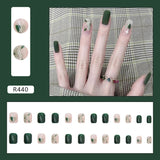 Flytonn- Wholesale Wearable Nails Green Forest Summer Fresh Removable Finished Nail 24pcs/pack With Wearing Tool