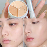 Flytonn 3-Color Concealer Palette Foundation Cream Full Coverage Suit for All Skin Face Makeup Cover Dark Circles Acne Pores Cream Base