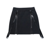 Flytonn-Halloween Outfits Halloween Gifts Gothic Style Gothic Zip Split Sexy Women Mini Skirts Grunge Strap Black High Waist Pencil Skirt Punk E-girl Alt Party Clubwear