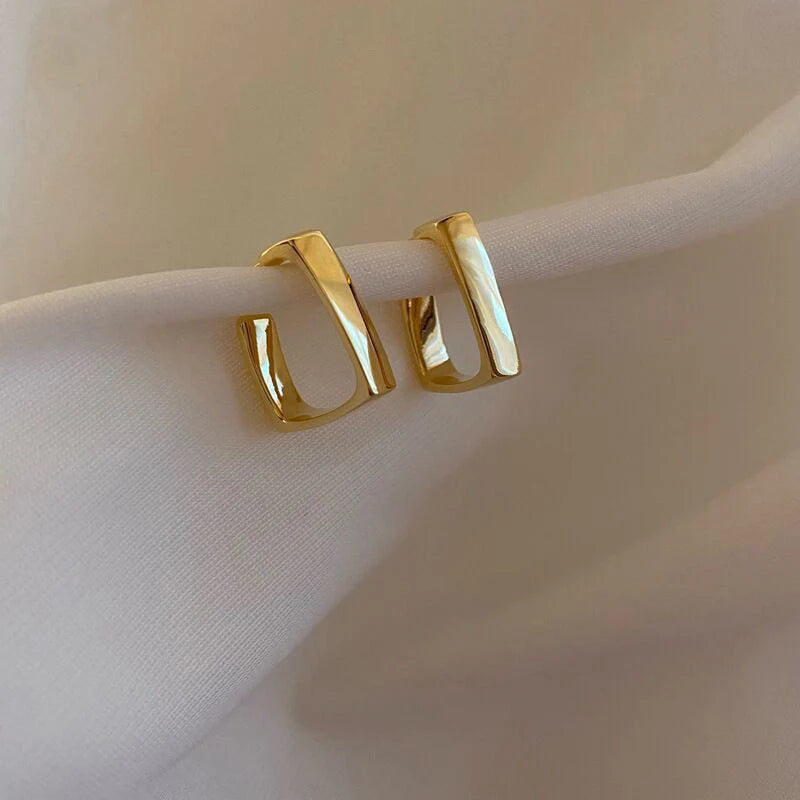 Flytonn-Geometric Metal Earrings for Women Jewelry Gift Irregular Square Earrings Female Cold Fashion Korean Women's Earrings 2024