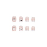 Flytonn- 24pcs/box Press On False Nails Cute Bunny Nail Art Wearable Fake Nails Short Square Nails With Wearing Tools As Gift