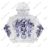 Flytonn-90s streetwear - American retro hoodie fashionable gothic skull print oversized hoodie for women Y2K street hip-hop casual clothes versatile