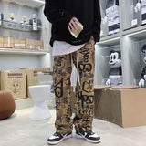 Flytonn- Streetwear y2k 90s Fashion High-quality fried street pants men trendy brand ins version of the trend loose straight ruffian handsome print casual pants men