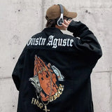 Flytonn-American West Coast Denim Men Jacket Fashion New High Street Hiphop Couples Jacket High Quality Y2k Harajuku Streetwear