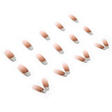 Flytonn- Simple False Nail 24pcs Wearable Removable Fake Nail French Style Finished Product With Wering Tools