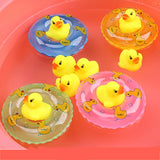 FLYTONN-Kids Floating Bath Toys Mini Swimming Rings Rubber Yellow Ducks Fishing Net Washing Swimming Toddler Toys Water Fun