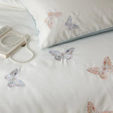 Flytonn-Luxury Butterfly Embroidery Lyocell Cotton Soft Silky Cool Feeling Skin Friendly Bedding Set Duvet Cover Bed Sheet Pillowcases