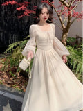 Flytonn-back to school fit nyc outfit New Spring Summer Women Elegant Casual Midi Party Dresses Vintage A-Line Solid Chic Prom Wedding Vestidos Female Clothes Robe