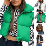 Flytonn-Fall Outfits Women Outwear Streetwear -Women Solid Color Jacket Women Cotton Vest Windproof Winter Cotton Vest for Women Stand Collar Coat with Thickened Padding