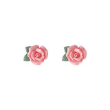 Flytonn-Korean New Pink Sweet Flower Stud Earring for Women Rose White Flowers Pearl Exquisite Zircon Earrings Girls Party Jewelry