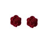 Flytonn-S925 Silver Needle Senior Red Petals Net Red Temperament Cute Small Flower Earrings for Women Jewelry Earings Fashion Jewelry