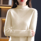 Flytonn-100 %Pure Cashmere Sweaters Women's half turtleneck bottom sweater pullover sweater autumn/winter  new