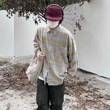 Flytonn-90s streetwear  Vintage Plaid Shirts Men Fashion Teens Couples All-match Outwear Streetwear Baggy Y2k Tops Handsome Slouchy Clothing Korean Ins