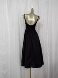 Flytonn-Valentines Gift party dress Vintage A line Spaghetti Straps Black Vacation Dress Satin Birthday Dresses Fly0016