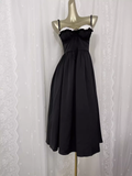 Flytonn-Valentines Gift party dress Vintage A line Spaghetti Straps Black Vacation Dress Satin Birthday Dresses Fly0016