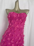 Flytonn-Valentines Gift party dress Vintage Sheath Strapless Hot Pink Vacation Dress Flowers Birthday Dresses Fly0027