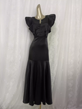 Flytonn-Valentines Gift party dress Vintage Sheath Backless Travel Vacation Black Satin Beach Dress Long Dress Fly002