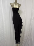 Flytonn-Valentines Gift party dress Sexy High Low Black Strapless Vacation Dress Birthday Dresses Fly0038