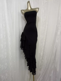 Flytonn-Valentines Gift party dress Sexy High Low Black Strapless Vacation Dress Birthday Dresses Fly0038