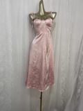 Flytonn-Valentines Gift party dress Sexy A line Spagetti Straps Pink Satin Floral Vacation Dress Birthday Dresses Fly0072