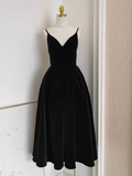 Flytonn-Valentines Gift party dress Simple A line Sleeveless Black Velvet Party Dress Holiday Birthday Dresses For Women Fly351