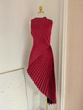 Flytonn-Valentines Gift party dress Sexy Sheath Scoop Neckline Burgundy Satin Dinner Party Dresses Birthday Outfits Fly391