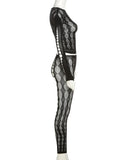 Flytonn Sexy See Through Mesh 2 Pieces Suits Women Streetwear Cyberpunk Mall Gothic Long Sleeve T-shirt High Waist Pants Suits