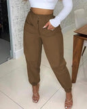 Flytonn-back to school fit nyc outfit Button Pockets Solid Color Pencil Pants Women's High Waist Khaki Casual Trousers 2025 Summer New Fashion Streetwear Long Pants