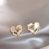 Flytonn-Unique Design Irregular Black Heart-shaped Three-Dimensional Rose Earrings 2024 New Jewelry Fashion for Women's Accessories