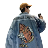 Flytonn-American West Coast Denim Men Jacket Fashion New High Street Hiphop Couples Jacket High Quality Y2k Harajuku Streetwear