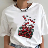 Flytonn-Cherry tshirt teen Pop Culture Graphic kawaii Grunge t shirt harajuku women Pop Culture University Graphic Colorful