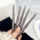 Flytonn- Double Head Eyebrow Pencil with Brush Natural Smooth Triangle Eyebrow Tint Pen Waterproof Lasting Black Brown Eyebrow Cosmetics