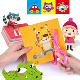 FLYTONN-48pcs Children Handmade Paper Cut Book Craft Toys DIY Kids Crafts Cartoon Scrapbooking Paper Toys for Kids Learning Toys Gifts