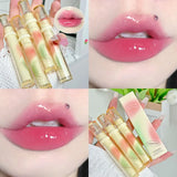 Flytonn 1pc Gradient Tube Mirror Water Lip Gloss Moisturizing Sexy Red Lip Tint Waterproof Liquid Lipstick Lip Makeup Korean Cosmetics