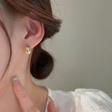 Flytonn-Simple Pea Shaped Copper Alloy Gold Color Drop Earrings For Woman Korean Fashion Jewelry Goth Party Girls Unusual Accessory