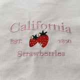 Flytonn-Retro sports style outfit streetwear 90s fashion California EST.1850 Strawberries Vintage Embroidered Women Aesthetic Handbag 90s Street Fashion Reusable Canvas Shopping Bags