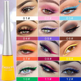 Flytonn- Matte Neon Liquid Eyeliner Pencil 12 Colors Waterproof Long Lasting Yellow Blue Green White Eyeliner Pen Eyes Makeup Cosmetics