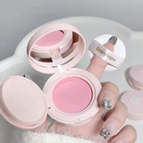FLYTONN-Girl's Pink Face Blush Mud Mousse Blush Palette Rose Cherry Cheek Tint Blusher with Puff Makeup Matte Peach Rouge Contour Shadow