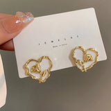 Flytonn-Unique Design Irregular Black Heart-shaped Three-Dimensional Rose Earrings 2024 New Jewelry Fashion for Women's Accessories