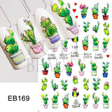 Flytonn Cute Ant Cartoon Nail Sticker Bee Ladybug Succulent Plant Rainbow Slider Manicure Stickers Spring Summer Nail Decoration LEEB168