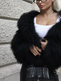 Flytonn-Christmas Thanksgiving Gift New Year's Eve Casual Outfits Fashion Black Full Sleeves Warm Fluffy Faux Fur Jacket Elegant Soft Cardigan Loose Coat New Female Winter High Street Outerwear