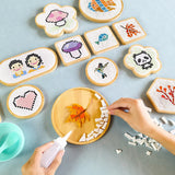 FLYTONN-Handmade DIY Mosaic Cup Mat Bottom Bamboo Pad Heart Square Coaster Parent-Child Early Education Free Creation Handicraft Toys