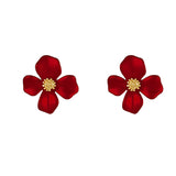 Flytonn-S925 Silver Needle Senior Red Petals Net Red Temperament Cute Small Flower Earrings Female Jewelry Earings Fashion Jewelry