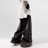 Flytonn- Streetwear y2k 90s Fashion -American Style Oversized Pocket Retro Baggy Jeans Men Y2k Hip Hop Punk Wide Leg Straight Overalls Black Denim Pants Streetwear