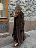 Flytonn-Christmas Thanksgiving Gift New Year's Eve Casual Outfits Winter Brown Warm Retro Fluffy Long Faux Fur Coat Fashion Full Sleeves Casual Loose Overcoat New Woman High Street Outerwear