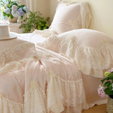 Cifeeo-Lyocell Eucalyptus Fiber Summer Quilt Lace Ruffles Princess Bedding Set Soft Silky Summer Comforter With Pillowcases Bed Sheet