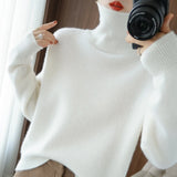 Flytonn-100% pure cardigan women turtleneck pullover thin loose sweater sweater sweater sweater sweater sweater sweater thick