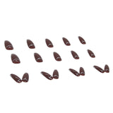 Flytonn- Dark Brown Nail Art Wearable Press On Fake Nails Tips 24pcs/box False Nails With Wearing Tools As Gift