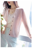 Flytonn-Fashionable and versatile hollowed-out cardigan ice silk long-sleeve shirt women's summer new cotton and linen sunscreen coat to